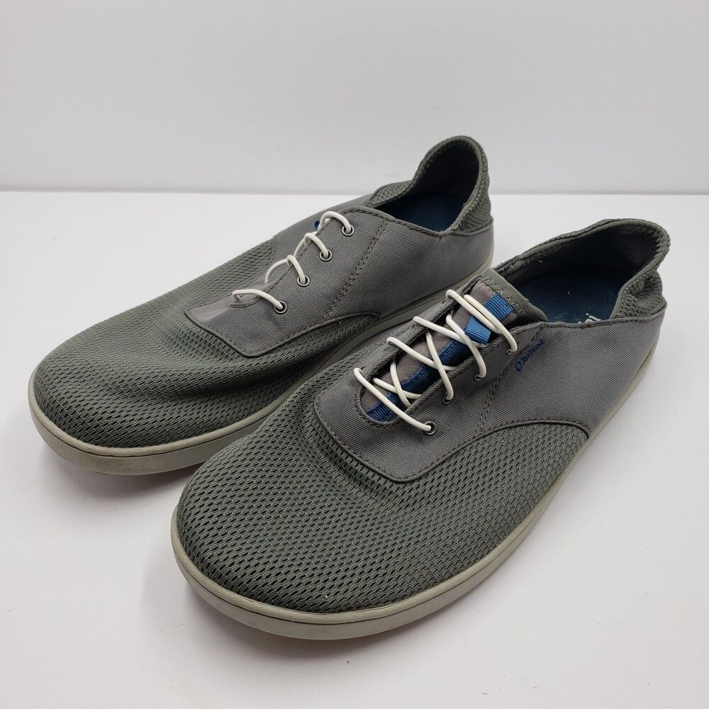 Olukai Nohea Moku Mens Shoes Gray Mesh Drop In Heel Boat Sneakers Size 12